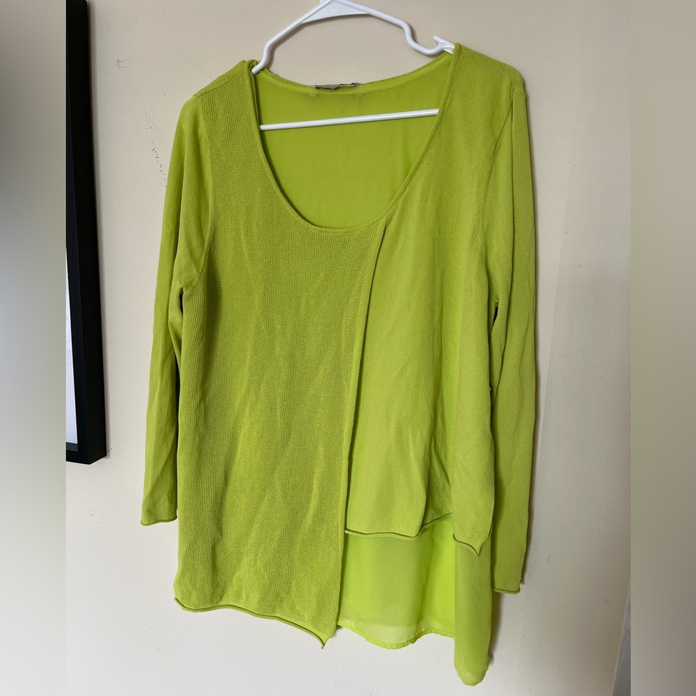 Soft Surroundings bright green sweater blouse